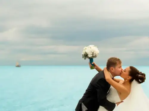 South Beach Miami couple celebrating their wedding